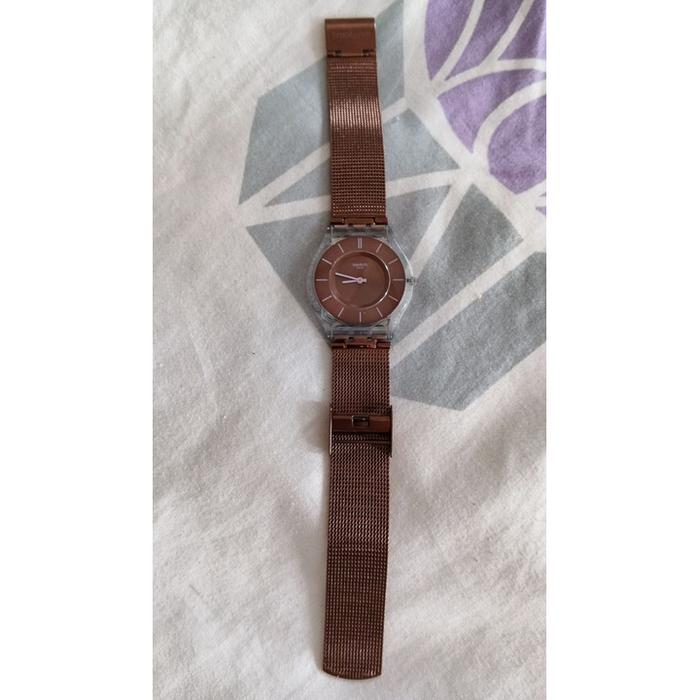 Jam Tangan Wanita SWATCH Skin MOCHA IN MIND Original MAP mulus like new