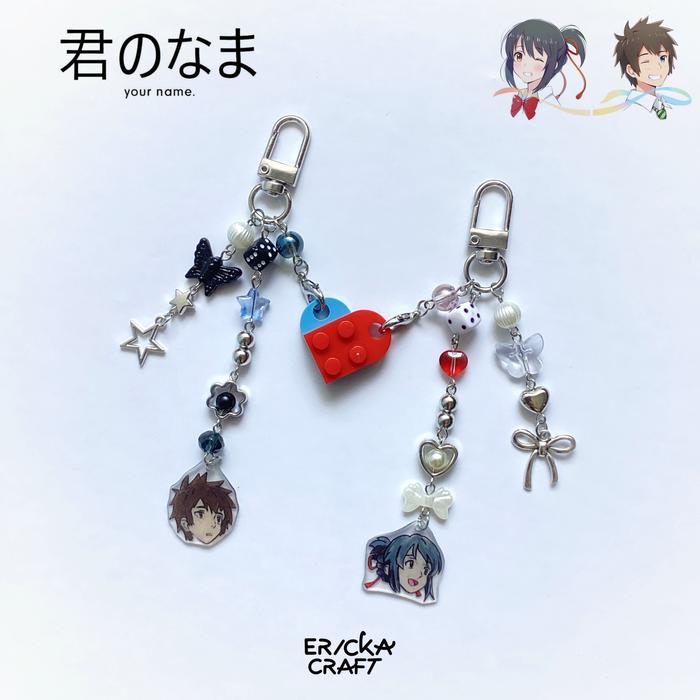 KIMI NO NAWA ANIME KEYCHAIN YOUR NAME ANIME KEYCHAIN COUPLE TAKI TACHIBANA MITSUHA MIYAMIZU PHONE ST