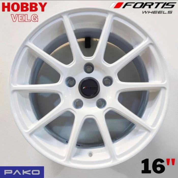 VELG MOBIL ORIGINAL FORTIS WHEELS BY PAKO RCX R16 x 7 5H 100 ET 42 RACING WHITE - NEW AVANZA NEW XEN