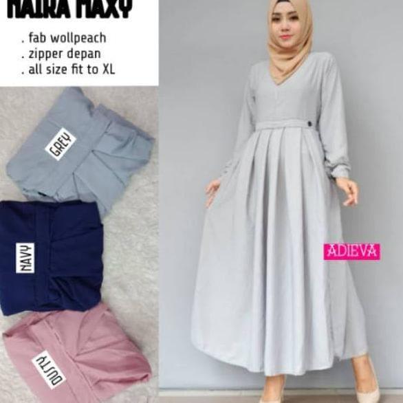 MUSLIM FASHION GAMIS POLOS NAIRA MAXY DRESS ORIGINAL ADIEVA PAKAIAN