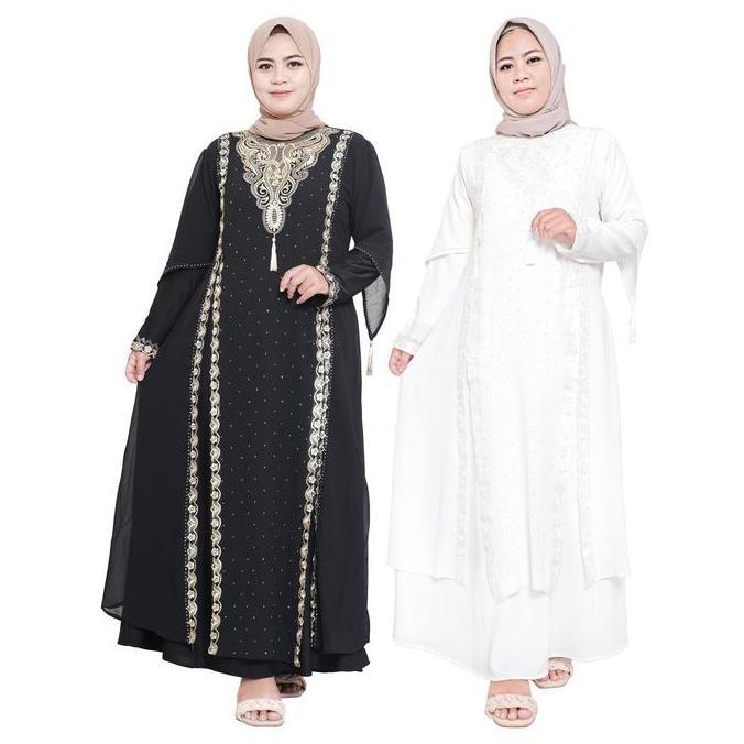 Comera Fashion - Abaya Turkey 398 Gamis Muslim Wanita Remaja Hitam Bordir Original Premium Mewah