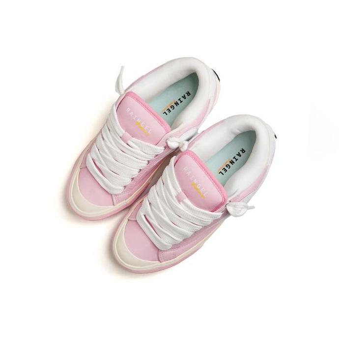 Raingel Footwear-Bigmax Pink White Sneakers Casual Unisex Sepatu Gemuk Shoes Wanita