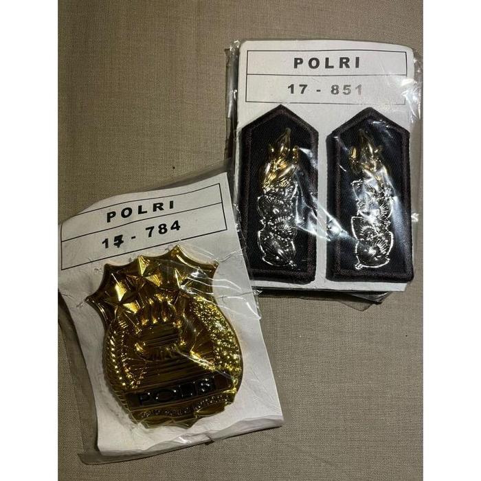 Termurah 1 SET TANDA KEWENANGAN DAN MONOGRAM JATAH POLRI / 1 SET LENCANA + MONOGRAM POLRI Ready