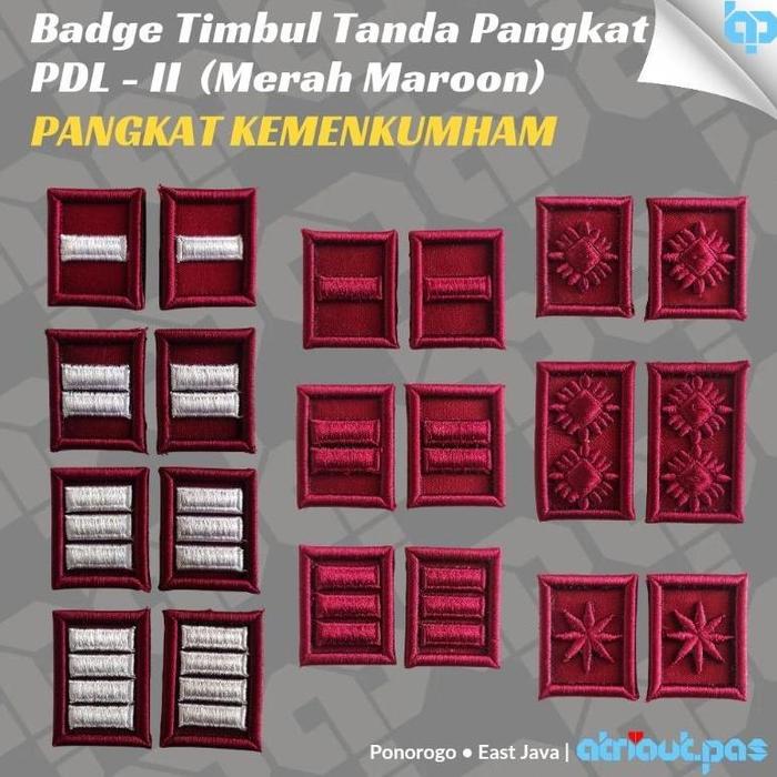 Termurah atributpas - Tanda Pangkat PDL-II Kemenkumham ( Merah Maroon ) Ready