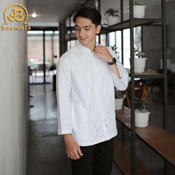 BAJU KOKO PRIA LENGAN PANJANG PUTIH BORDIR PADANG FASHION MUSLIM PRIA