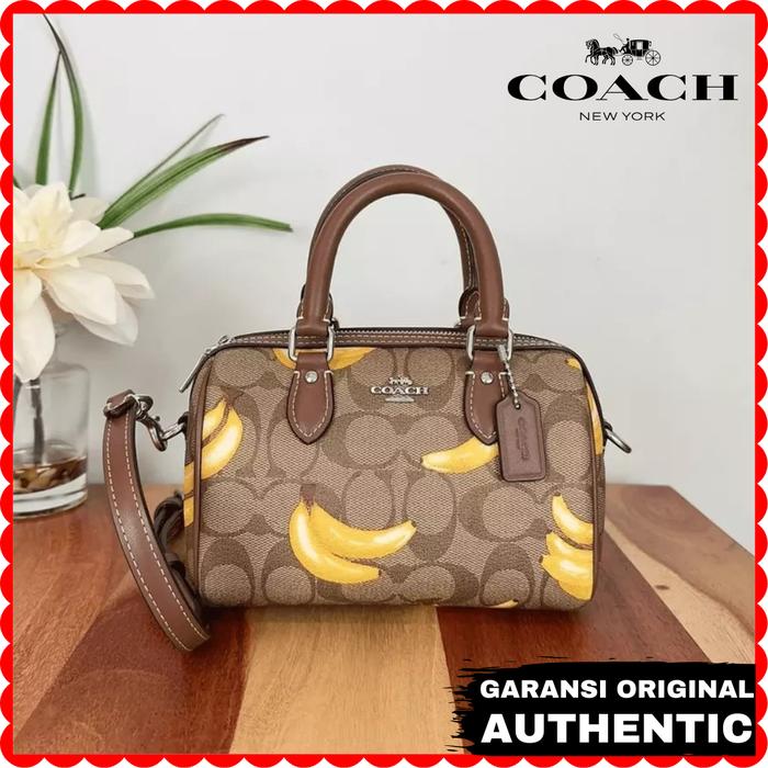 Tas Coach Wanita Mini Rowan Crossbody In Signature Canvas With Banana Print Original Store Branded A