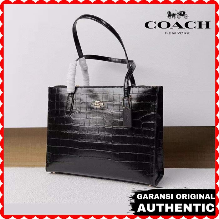 Tas Coach Wanita Nina Croco Tote Bag Hitam Original Store Branded Authentic
