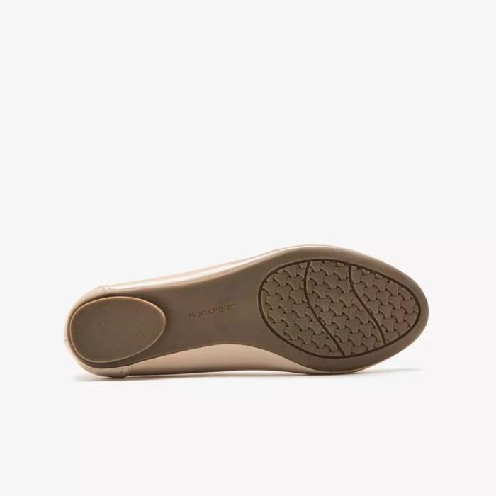 Rockport Reagan Pump Bow Ori Flatshoes Wanita Leather - Beige Patent