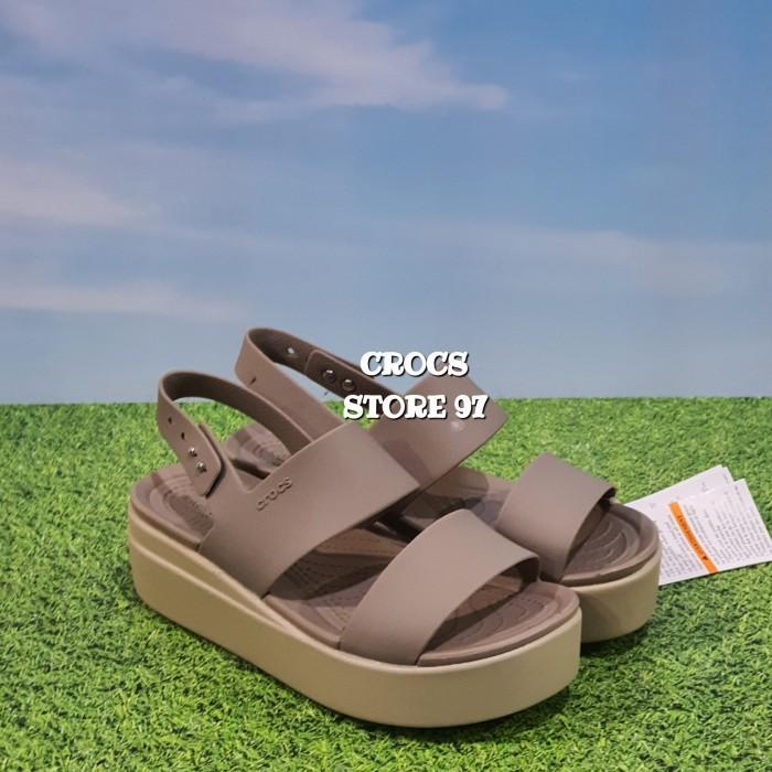 Crocs Brooklyn/Crocs Wanita/Crocs Brooklyn Mid Tali Wedges Original
