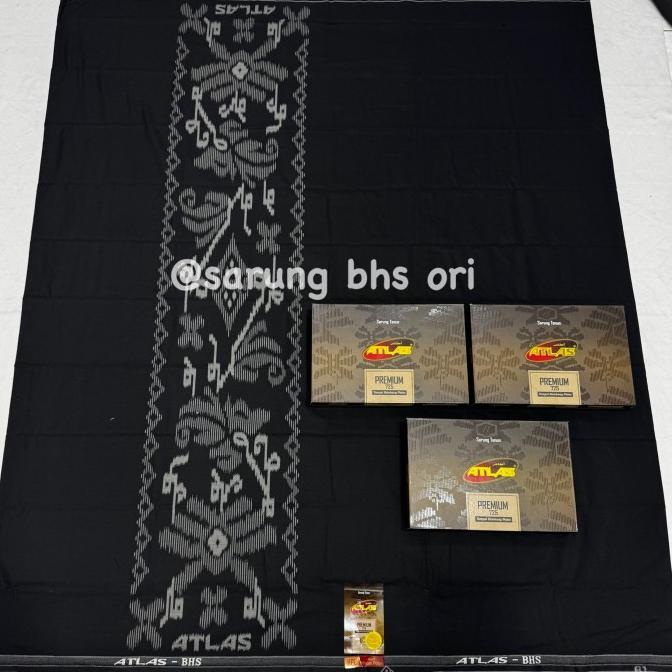 Ada Sarung ATLAS premium hitam polos kembang murah bagus sarung hitam pls