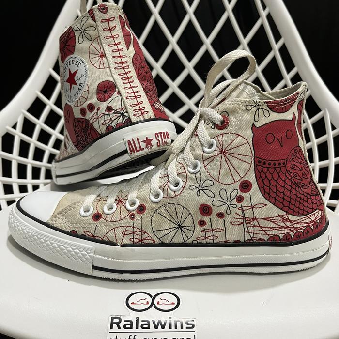 CONVERSE CT HI 1HUND(RED) AMY RUPPEL ARTIST 019 “STITCHED RED OWL” VINTAGE (2008) Size EUR 42.5/27.5