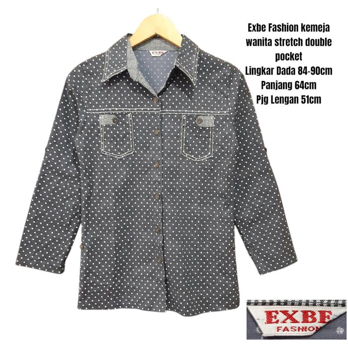 Exbe Fashion kemeja wanita stretch double pocket
