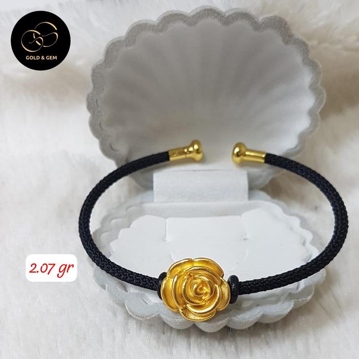 Gelang charm emas 24k mawar