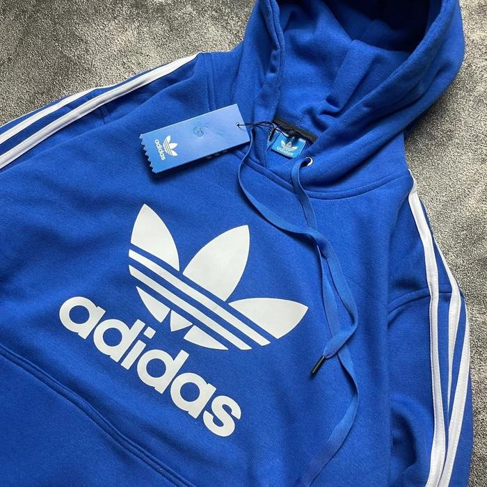Hoodie Adidas Classic Trefoil Jacket Casual Garis 3 Full Tag Label Original