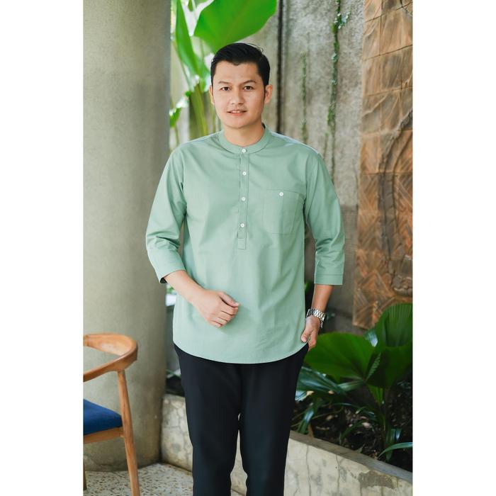 new Kemeja 3/4 Bahan Katun Koko Kurta Dewasa Baju Koko Kerah Kemeja Baju Muslim Pria Polos