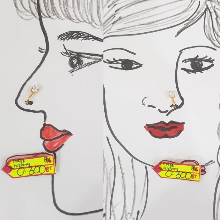 AT627DLM Tindik hidung langsungan permata emas kuning asli 0.300gr 8K