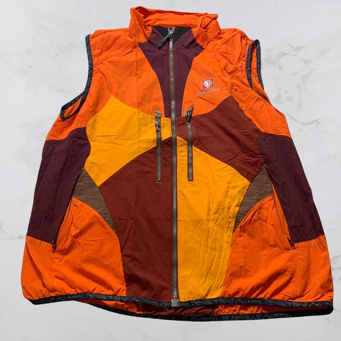 Jaket Vest ColorBlock Black Yak Warna Orange strip Red Yellow Coklat