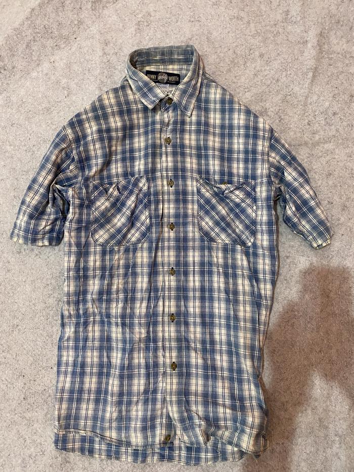 Kemeja Second Brand Penny Indigo worth Panjang 74 cm - lebar 56 cm MInus Cek Foto ya