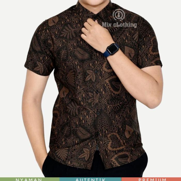 Baju Batik Pria Lengan Pendek | Kemeja Pria Slim Fit Colin Dion Cs 17