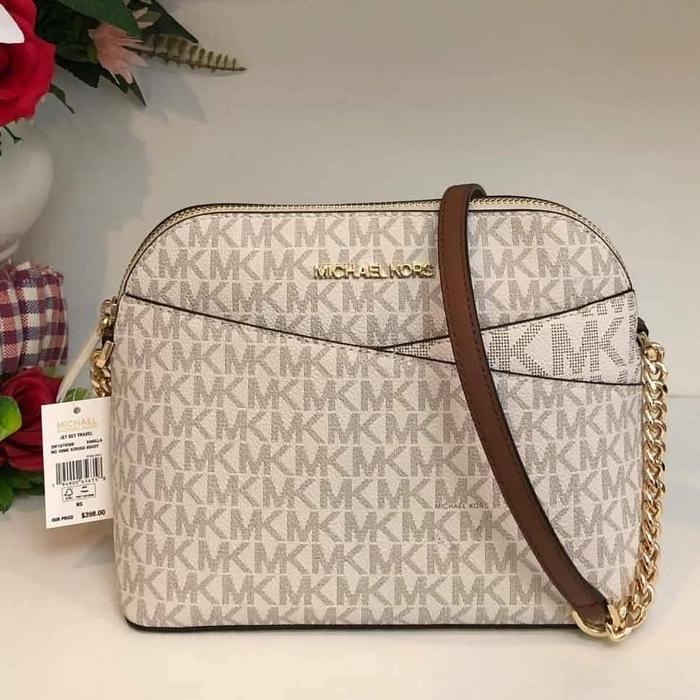 Michael kors jetset dome crossbody sign vanilla brown