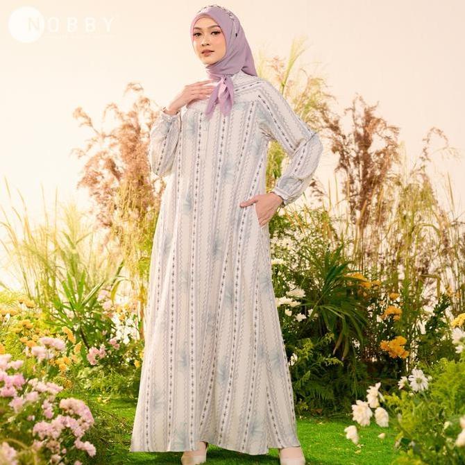 Nobby Adeline Dress Gamis Formal Wanita Muslim Terbaru Koleksi Lebaran Idul Fitri 2025 Bahan Polly Y