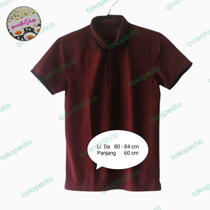 Kaos kerah_ anak_ maroon (preloved)