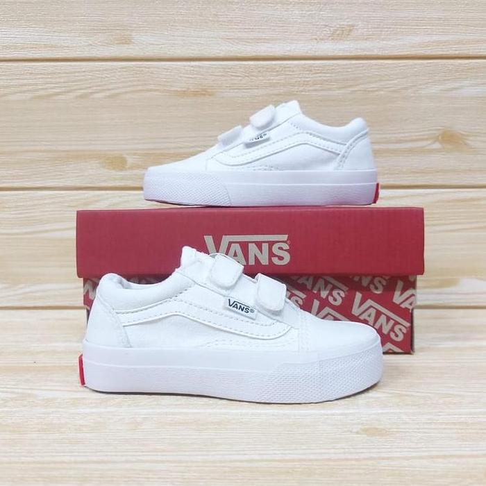 ""KUALITAS PREMIUM"" SEPATU VANS ANAK LAKI | SEPATU ANAK PEREMPUAN OLDSKOOL FULL PUTIH