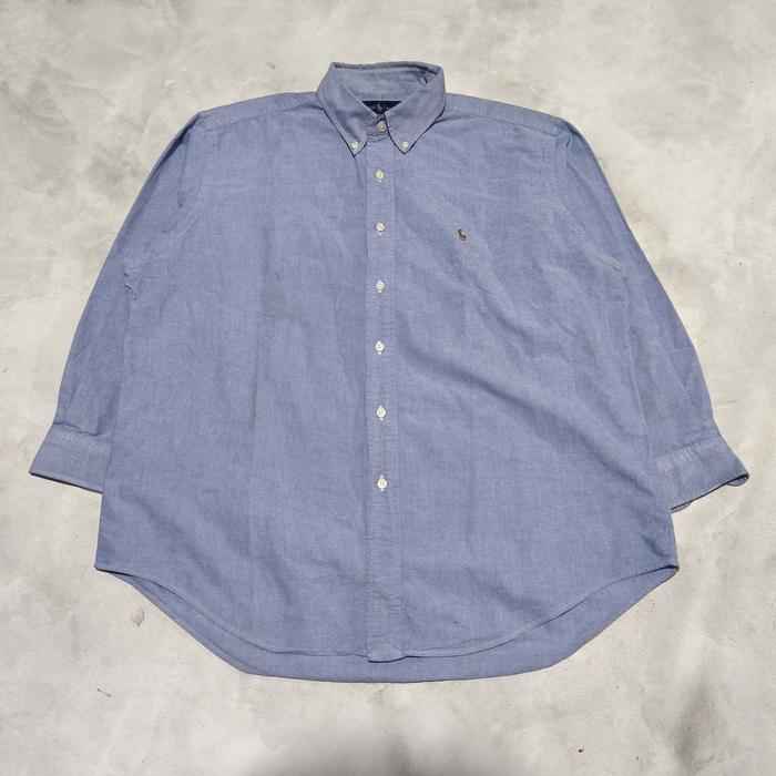 Kemeja tangan panjang pria polo rl biru bekas