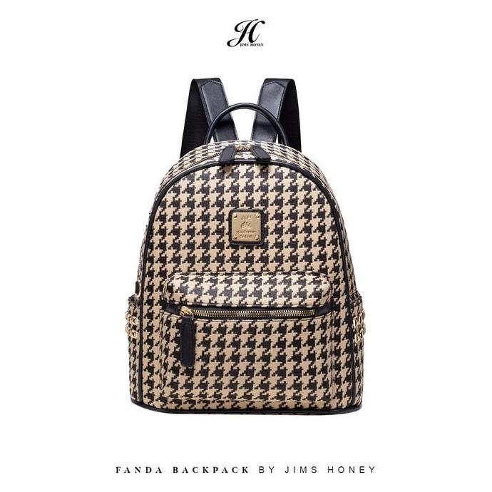 JIMS HONEY Official Tas Ransel Wanita FANDA BACKPACK TERBARU 2023 Kulit Kanvas Hitam Sekolah SALE!!!