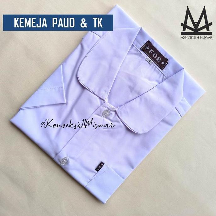 Seragam Sekolah TK - Atasan Kemeja Putih Lengan Pendek Kerah Bulat Kupu-kupu Baju anak TK PAUD Fashi