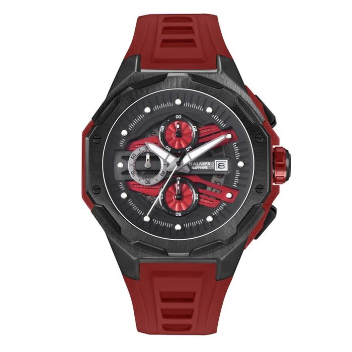 Balmer B-8818MCT-BK-9 Black Red Rubber Jam Tangan Pria Original Garansi 1 Tahun