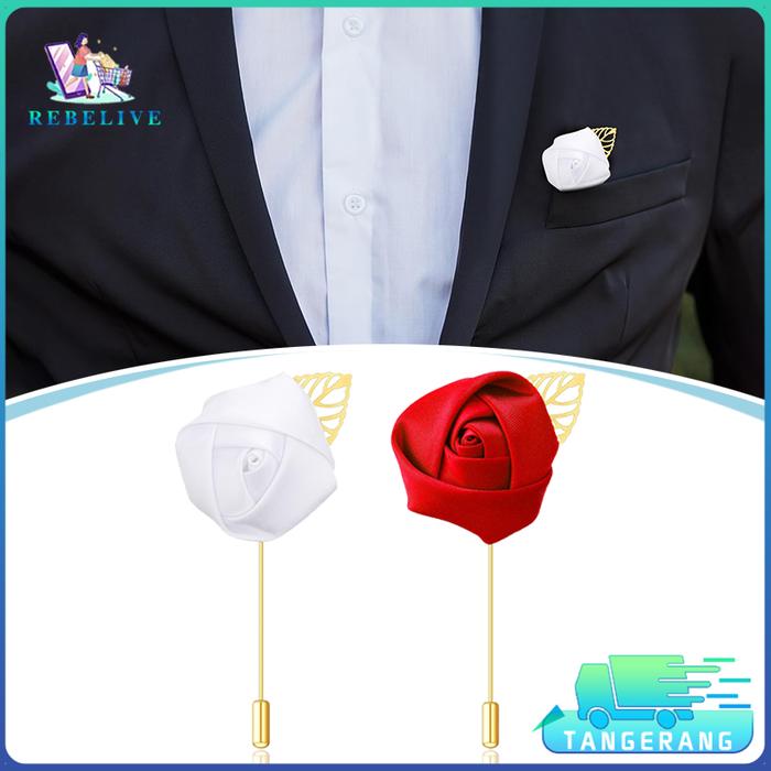 Flower Brooch For Groomsmen Seragam Lapel Pin Jas Bunga Satin Buket Brooch