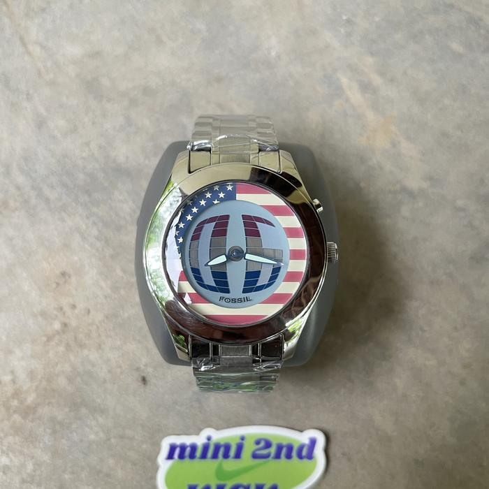 Vintage FOSSIL BIG TIC WATCH FLAG USA NUMBER, jam FOSSIL BIGTIC flame, Not Nike triax, not jam oakle