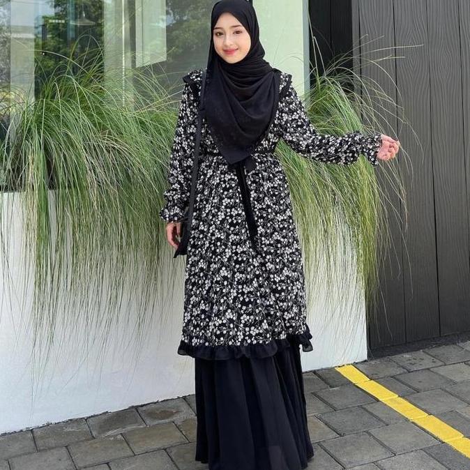 Aliyah Kyungmi Dress Series Gamis Bunga by Studhijabstore Ceruty Motif Kondangan Muslim