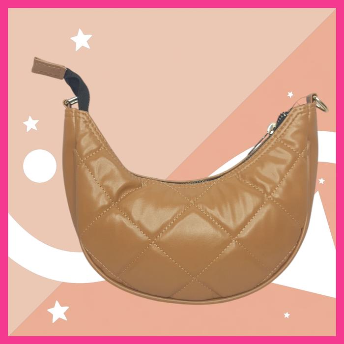 TAS WANITA IMPORT MOTIF KOTAK COKLAT