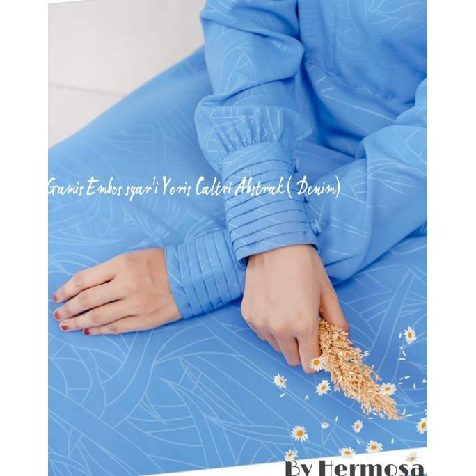 Gamis denim syari-gamis hermosa biru denim-gamis lebaran denim premium