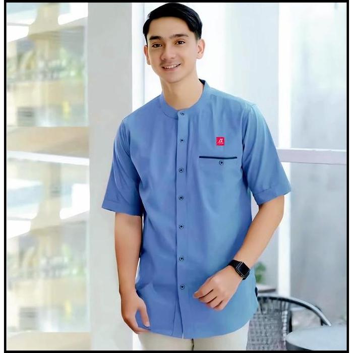 KEMEJA KOKO LENGAN PENDEK WARNA LILAC POLOS BAHAN TOYOBO FODU BAJU KOKO TRENDING 2024 ATASAN MUSLIM 