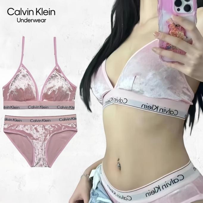 [JENNIE] ORI Calvin Klein Pakaian dalam wanita Set Bra Push-Up Olahraga Tanpa Kawat Cup Segitiga Sek