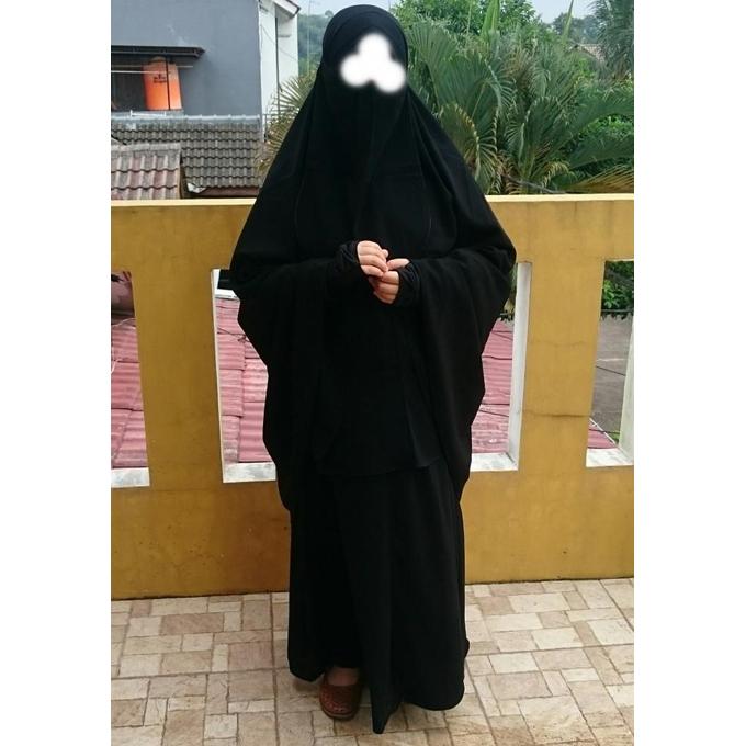 gamis set cadar bahan jet Black Halus
