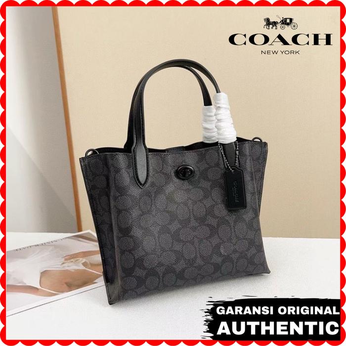 Tas Coach Wanita Willow Tote 24 In Signature Canvas Original Store Branded Authentic
