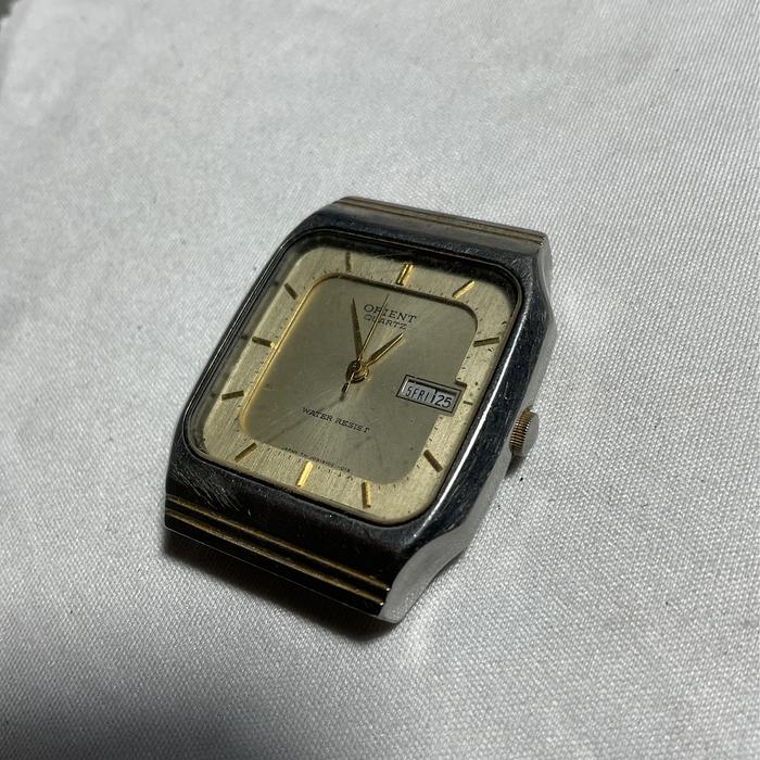 Orient Jam Tangan Pria Quartz Body J09910 Square Tank Vintage Watches Kondisi Sesuai Foto Mati