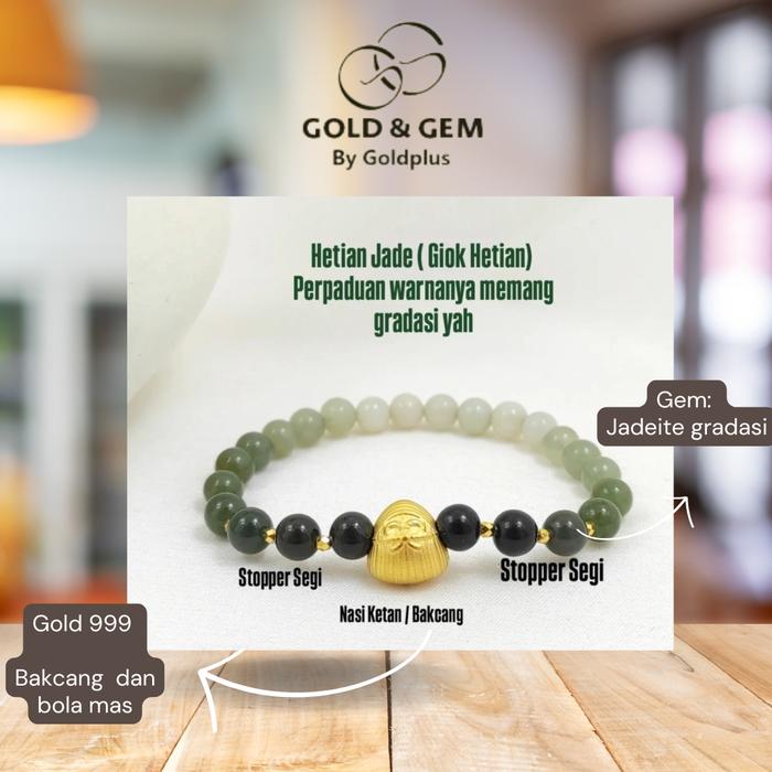 Gelang jadeite charm emas 24 hongkong bakcang