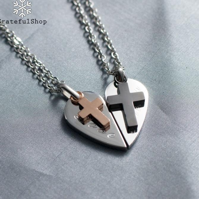 Promo / Terlaris KALUNG PRISCILLA (KALUNG SALIB COUPLE / PASANGAN) Terbaik