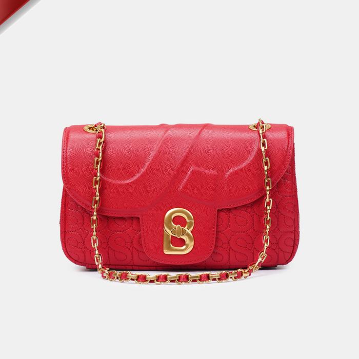 Tas Wanita BUTTONSCARVES Aluna Leather Flap Bag Medium - Red