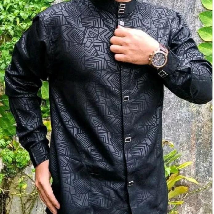 Baju Muslim Pria Jasko Hitam bahan wolfis