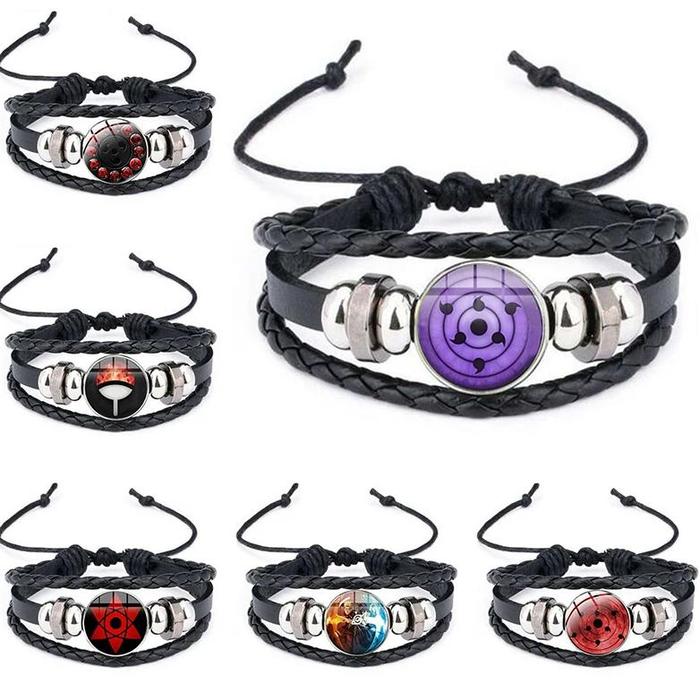 Anime Sharingan Eye Bracelet Vintage Figure Leather Bracelets Goth Fashion Bangle For Fans Men Jewel
