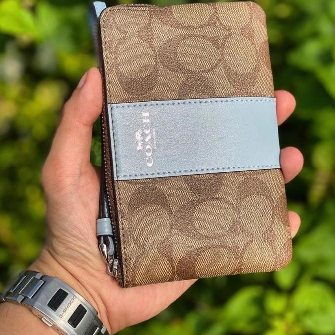 Original Coach Corner Zip Wristlet Signature Canvas Original Product