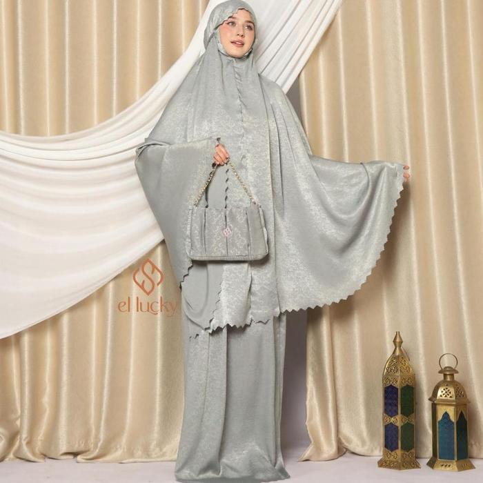 Mukena Dewasa 2in1 Santorini Silk dengan Lasercut Mayra Series / Mayra Prayer Set