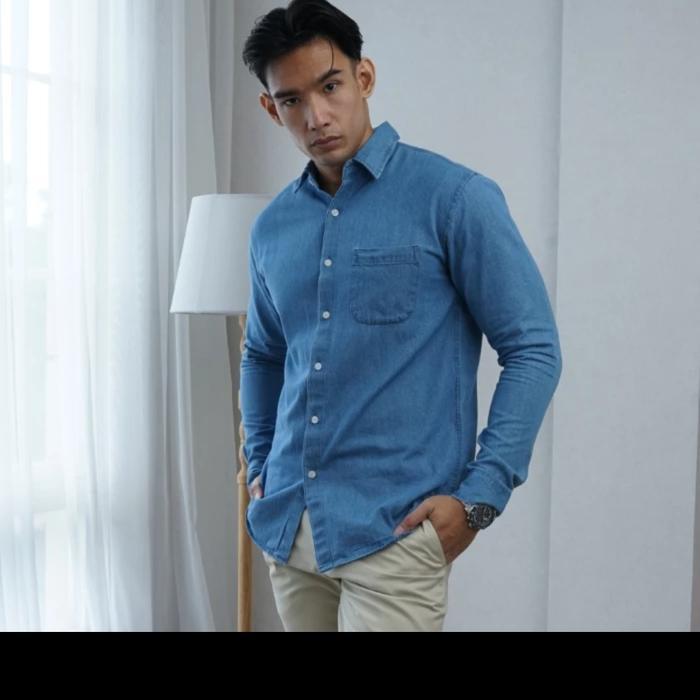 Smith Berlin kemeja denim lengan panjang