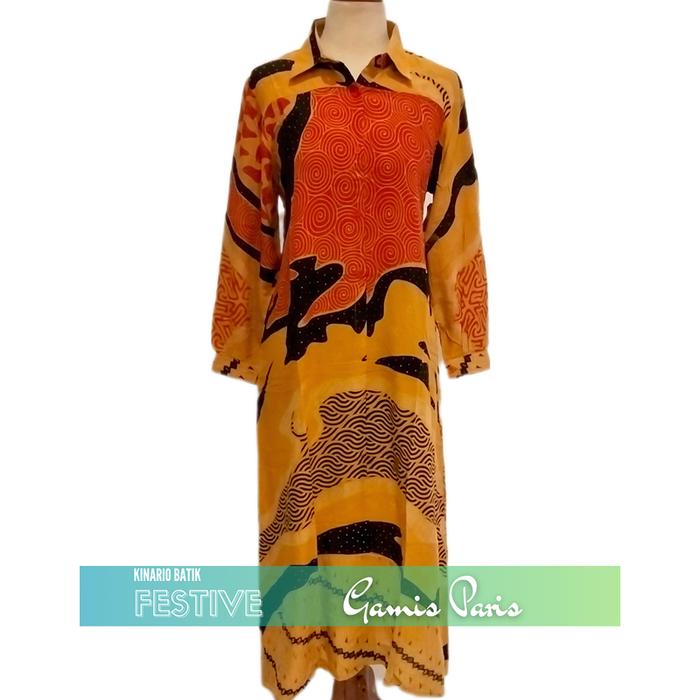 Kinario Batik Gamis Batik Kinario Dress Terusan Batik Cap Paris Modern Solo Gaya Feminim Elegant 100